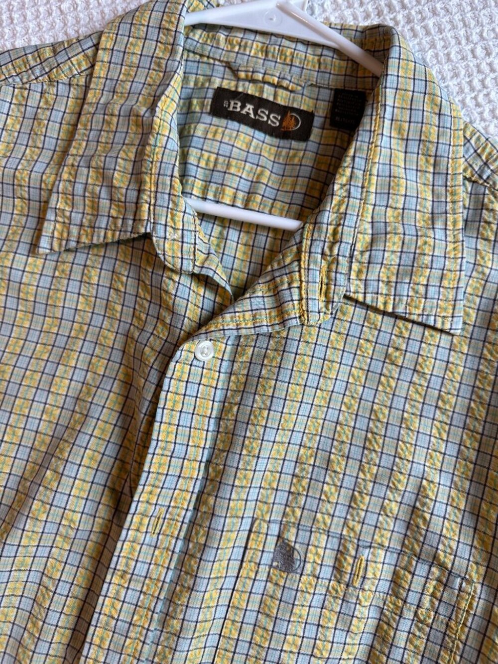 GH Bass seersucker short sleeve men's shirt size XL